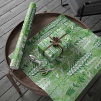 Green Hawaii Tapa Pattern Wrapping Paper With Heliconia Vintage Style