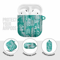 Teal Hawaii Tapa Pattern AirPods Case With Heliconia Vintage Style LT05 - Polynesian Pride