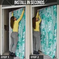Teal Hawaii Tapa Pattern Door Cover With Heliconia Vintage Style LT05 - Polynesian Pride