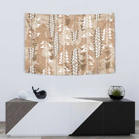 Beige Hawaii Tapa Pattern Tapestry With Heliconia Vintage Style