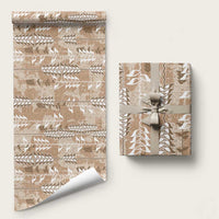 Beige Hawaii Tapa Pattern Wrapping Paper With Heliconia Vintage Style