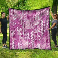 Magenta Hawaii Tapa Pattern Quilt With Heliconia Vintage Style