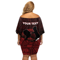 Personalised Tonga Happy Father's Day Off Shoulder Short Dress Ofa Lahi Atu Dad Polynesian Tribal LT05 - Polynesian Pride