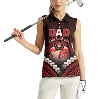 Personalised Tonga Happy Father's Day Women Sleeveless Polo Shirt Ofa Lahi Atu Dad Polynesian Tribal