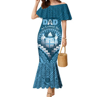 Personalised Fiji Happy Father's Day Mermaid Dress Au Lomani Iko Dad Polynesian Tribal LT05 Women Blue - Polynesian Pride