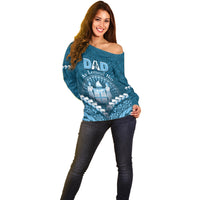 Personalised Fiji Happy Father's Day Off Shoulder Sweater Au Lomani Iko Dad Polynesian Tribal
