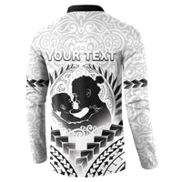 Personalised New Zealand Happy Father's Day Button Sweatshirt Aroha Ahau Ki A Koe Papa Polynesian Tribal