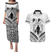 Personalised New Zealand Happy Father's Day Couples Matching Puletasi and Hawaiian Shirt Aroha Ahau Ki A Koe Papa Polynesian Tribal