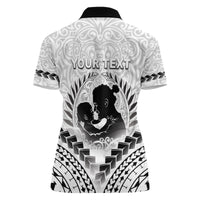 Personalised New Zealand Happy Father's Day Women Polo Shirt Aroha Ahau Ki A Koe Papa Polynesian Tribal