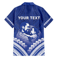 Personalised Samoa Happy Father's Day Family Matching Off The Shoulder Long Sleeve Dress and Hawaiian Shirt Ou Te Alofa Ia Te Oe Tama Dad Polynesian Tribal