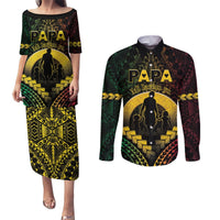 Personalised Vanuatu Happy Father's Day Couples Matching Puletasi and Long Sleeve Button Shirt Mi Lavem Yu Papa Polynesian Tribal LT05 Reggae - Polynesian Pride