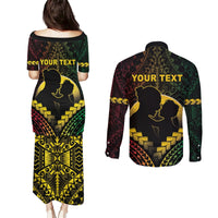 Personalised Vanuatu Happy Father's Day Couples Matching Puletasi and Long Sleeve Button Shirt Mi Lavem Yu Papa Polynesian Tribal LT05 - Polynesian Pride