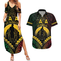 Personalised Vanuatu Happy Father's Day Couples Matching Summer Maxi Dress and Hawaiian Shirt Mi Lavem Yu Papa Polynesian Tribal LT05 Reggae - Polynesian Pride