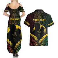 Personalised Vanuatu Happy Father's Day Couples Matching Summer Maxi Dress and Hawaiian Shirt Mi Lavem Yu Papa Polynesian Tribal LT05 - Polynesian Pride