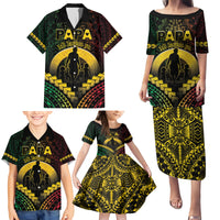 Personalised Vanuatu Happy Father's Day Family Matching Puletasi and Hawaiian Shirt Mi Lavem Yu Papa Polynesian Tribal