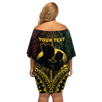 Personalised Vanuatu Happy Father's Day Off Shoulder Short Dress Mi Lavem Yu Papa Polynesian Tribal LT05 - Polynesian Pride