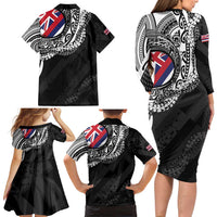 Hawaii Flag Day Family Matching Long Sleeve Bodycon Dress and Hawaiian Shirt Hawaiian Maile Lei