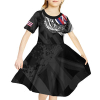 Hawaii Flag Day Kid Short Sleeve Dress Hawaiian Maile Lei