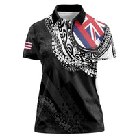 Hawaii Flag Day Women Polo Shirt Hawaiian Maile Lei LT05 Female Black - Polynesian Pride