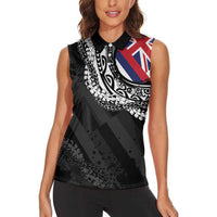 Hawaii Flag Day Women Sleeveless Polo Shirt Hawaiian Maile Lei