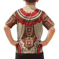 Samoa Language Week Family Matching Summer Maxi Dress and Hawaiian Shirt Samoan Motif With Red Hibiscus
