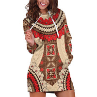Samoa Language Week Hoodie Dress Samoan Motif With Red Hibiscus
