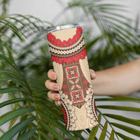 Samoa Language Week Skinny Tumbler Samoan Motif With Red Hibiscus