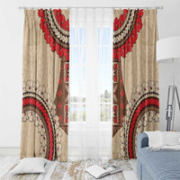 Samoa Language Week Window Curtain Samoan Motif With Red Hibiscus