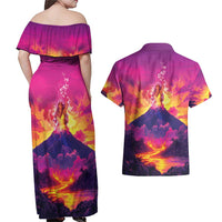 Hawaii Kilauea Volcano Couples Matching Off Shoulder Maxi Dress and Hawaiian Shirt There Is Pele Goddess Of The Volcano - Polynesian Pride