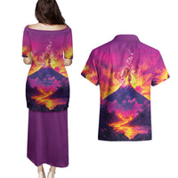 Hawaii Kilauea Volcano Couples Matching Puletasi and Hawaiian Shirt There Is Pele Goddess Of The Volcano - Polynesian Pride