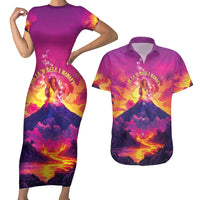 Hawaii Kilauea Volcano Couples Matching Short Sleeve Bodycon Dress and Hawaiian Shirt There Is Pele Goddess Of The Volcano - Polynesian Pride