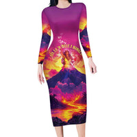 Hawaii Kilauea Volcano Family Matching Long Sleeve Bodycon Dress and Hawaiian Shirt There Is Pele Goddess Of The Volcano - Polynesian Pride