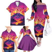 Hawaii Kilauea Volcano Family Matching Off The Shoulder Long Sleeve Dress and Hawaiian Shirt There Is Pele Goddess Of The Volcano - Polynesian Pride
