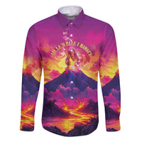 Hawaii Kilauea Volcano Family Matching Off The Shoulder Long Sleeve Dress and Hawaiian Shirt There Is Pele Goddess Of The Volcano - Polynesian Pride