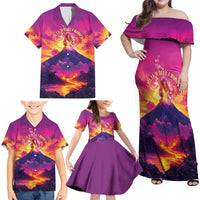 Hawaii Kilauea Volcano Family Matching Off Shoulder Maxi Dress and Hawaiian Shirt There Is Pele Goddess Of The Volcano - Polynesian Pride