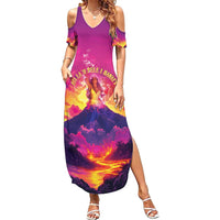 Hawaii Kilauea Volcano Family Matching Summer Maxi Dress and Hawaiian Shirt There Is Pele Goddess Of The Volcano - Polynesian Pride