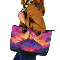 Hawaii Kilauea Volcano Leather Tote Bag There Is Pele Goddess Of The Volcano - Polynesian Pride