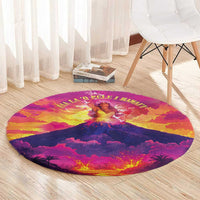 Hawaii Kilauea Volcano Round Carpet There Is Pele Goddess Of The Volcano - Polynesian Pride