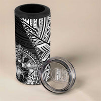 Hibiscus With Black Austronesian Tattoo Pattern 4 in 1 Can Cooler Tumbler - Polynesian Pride