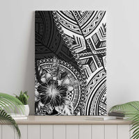 Hibiscus With Black Austronesian Tattoo Pattern Canvas Wall Art - Polynesian Pride