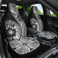 Hibiscus With Black Austronesian Tattoo Pattern Car Seat Cover - Polynesian Pride