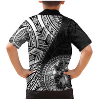 Hibiscus With Black Austronesian Tattoo Pattern Family Matching Mermaid Dress and Hawaiian Shirt - Polynesian Pride