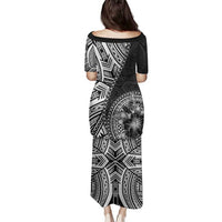 Hibiscus With Black Austronesian Tattoo Pattern Family Matching Puletasi and Hawaiian Shirt - Polynesian Pride