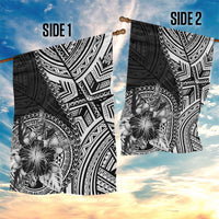 Hibiscus With Black Austronesian Tattoo Pattern Garden Flag - Polynesian Pride