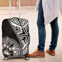 Hibiscus With Black Austronesian Tattoo Pattern Luggage Cover - Polynesian Pride