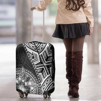 Hibiscus With Black Austronesian Tattoo Pattern Luggage Cover - Polynesian Pride