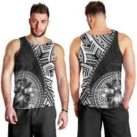 Hibiscus With Black Austronesian Tattoo Pattern Men Tank Top - Polynesian Pride