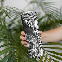 Hibiscus With Black Austronesian Tattoo Pattern Skinny Tumbler LT05 - Polynesian Pride