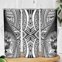 Hibiscus With Black Austronesian Tattoo Pattern Skinny Tumbler LT05 - Polynesian Pride