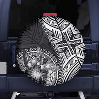 Hibiscus With Black Austronesian Tattoo Pattern Spare Tire Cover - Polynesian Pride